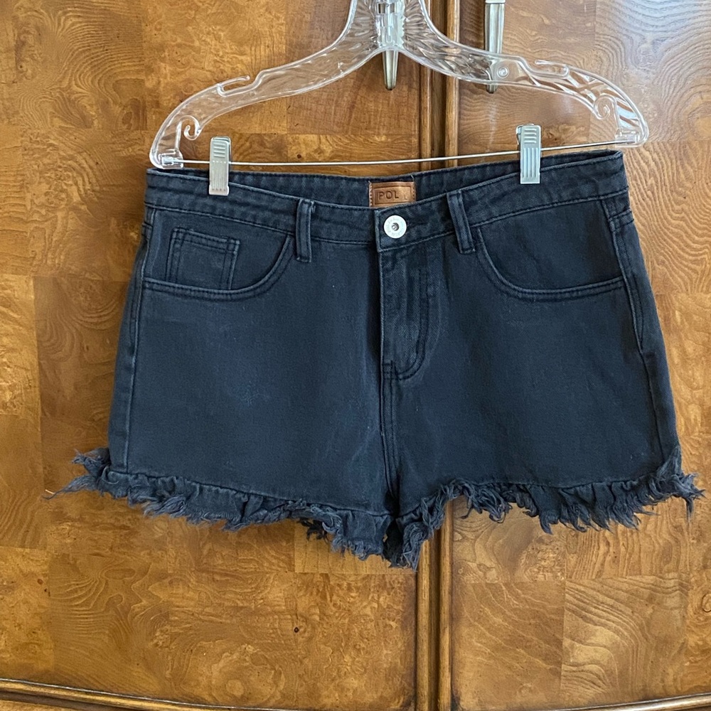 POL Women's Black Denim Size Large Shorts NWOT